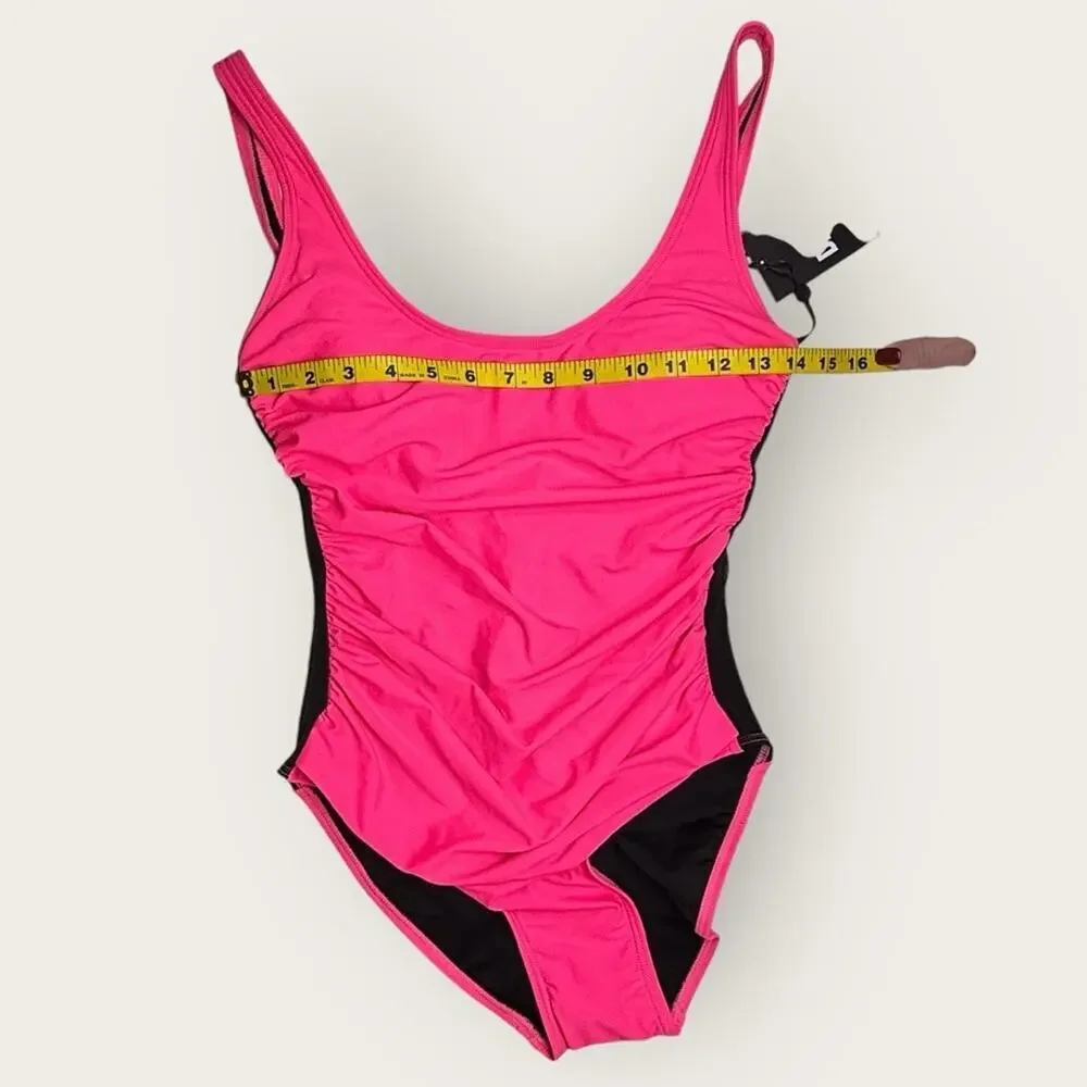 NWT | DKNY |  One-Piece Swimsuit | Hot Pink/Black | Size 6 - Picture 5 of 16